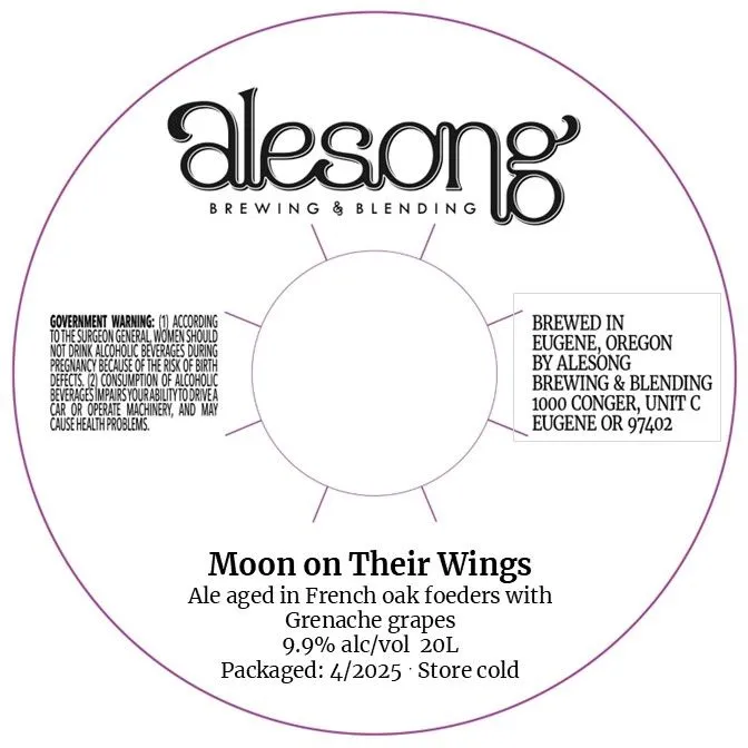 Moon on Their Wings — full label as filed with TTB