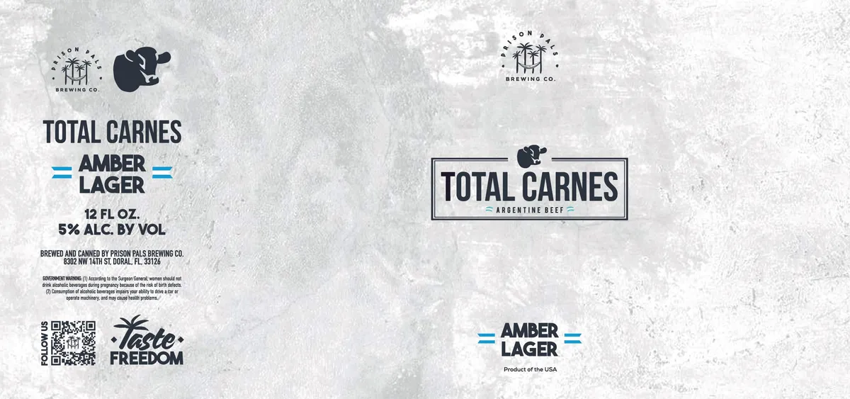 Total Carnes Amber Lager label art — TOTAL CARNES AMBER