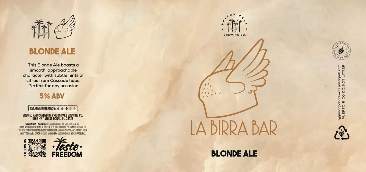 La Birra Bar Blonde Ale — full label as filed with TTB