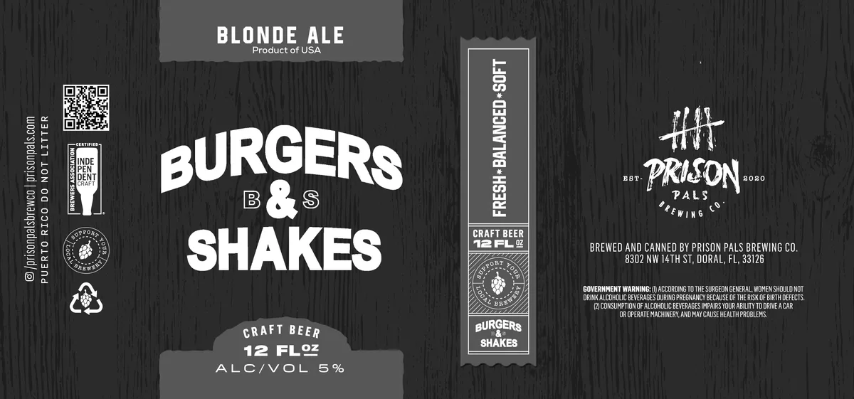 Burgers & Shakes label art — BURGERS AND SHAKES
