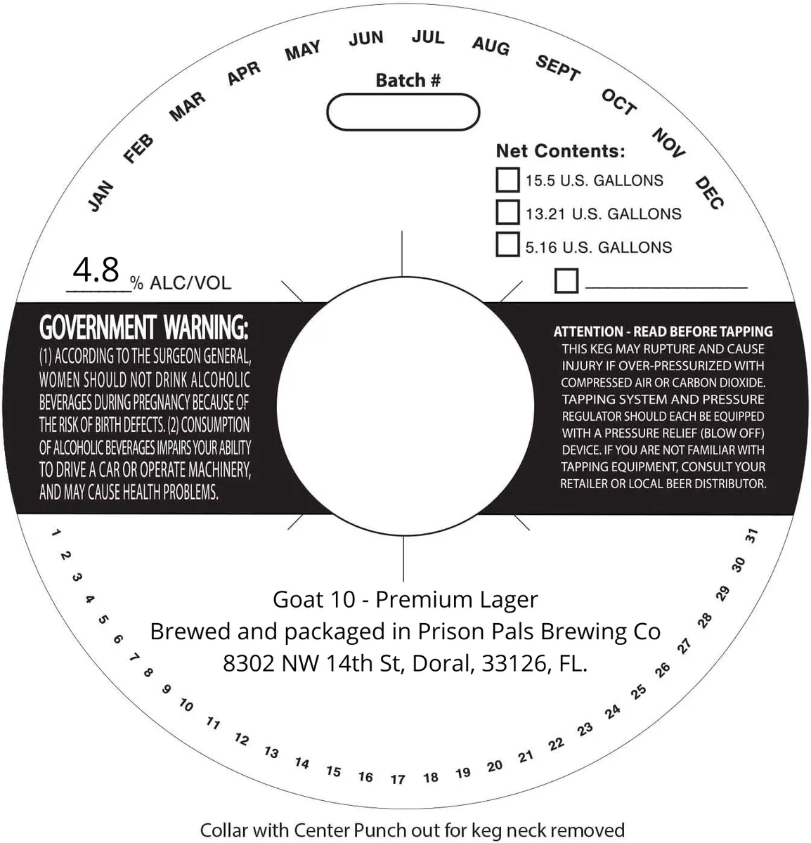 Goat 10 - Premium Lager — full label as filed with TTB