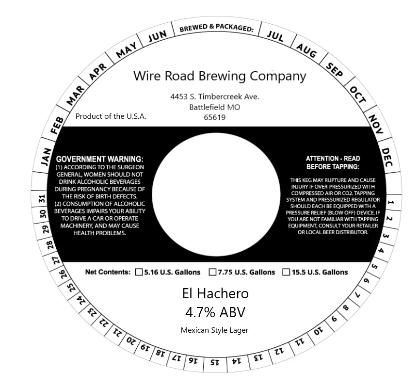 El Hachero — full label as filed with TTB