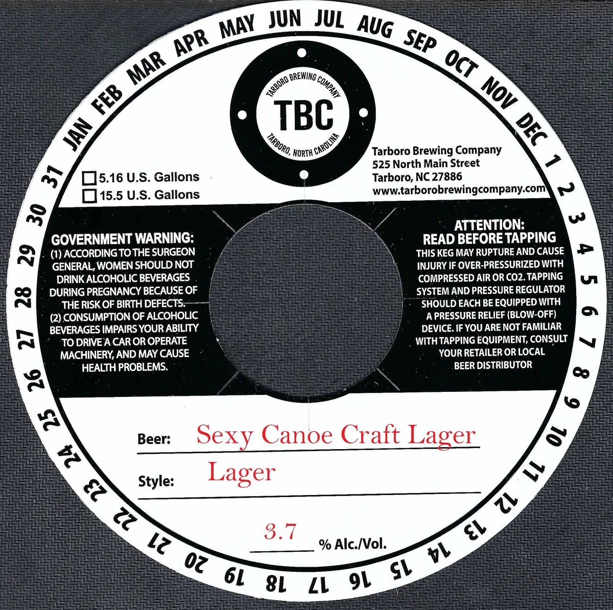 Sexy Canoe Craft Lager label art — TARBORO BREWING COMPANY