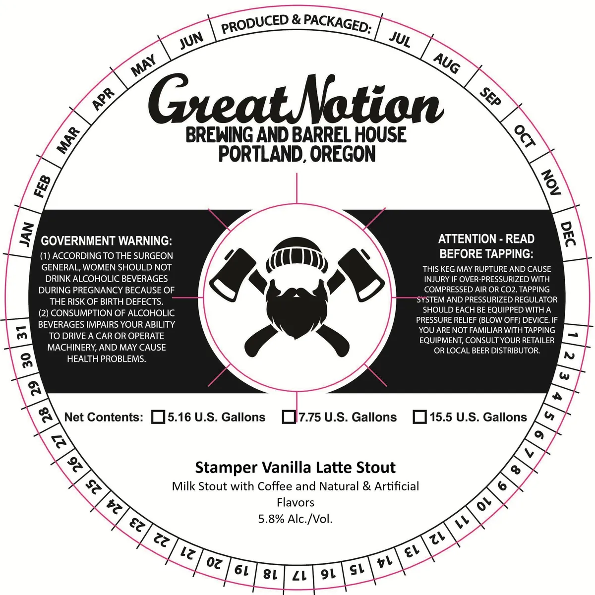 Stamper Vanilla Latte Stout — full label as filed with TTB