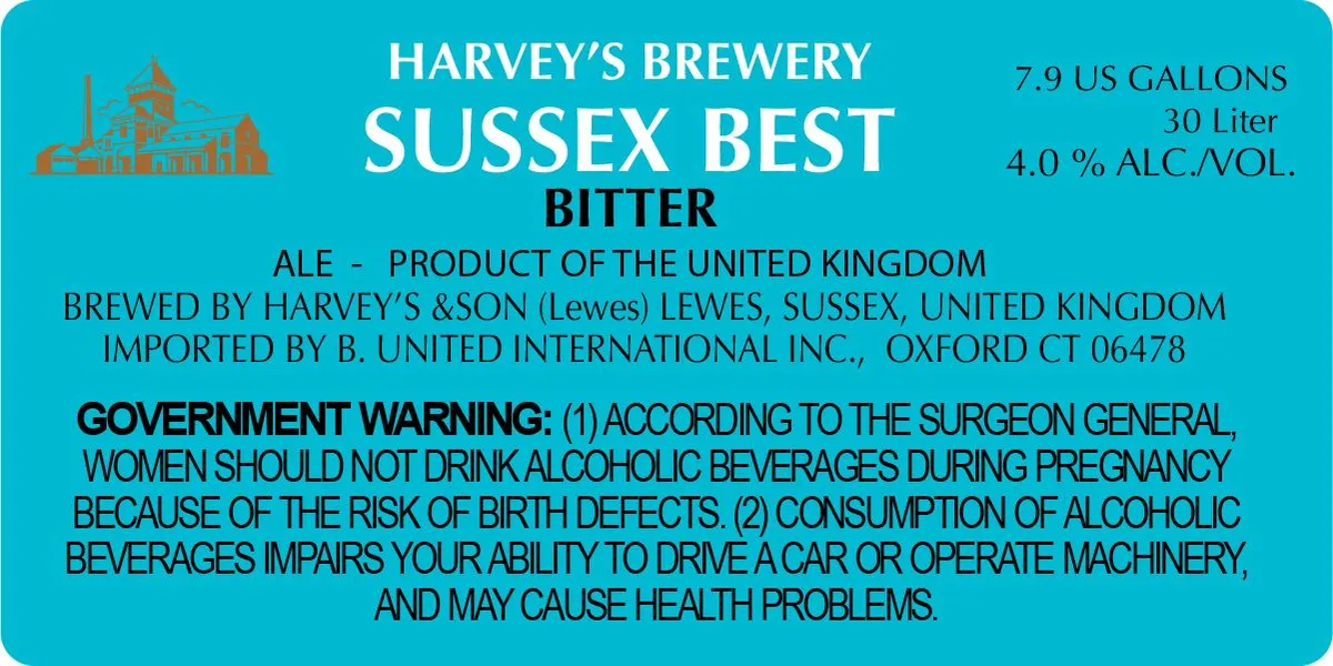 Sussex Best Bitter — full label as filed with TTB