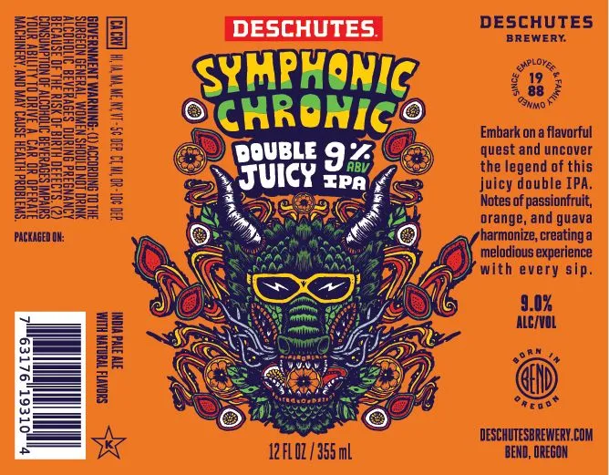 Symphonic Chronic Double Juicy IPA label art — DESCHUTES BREWERY
