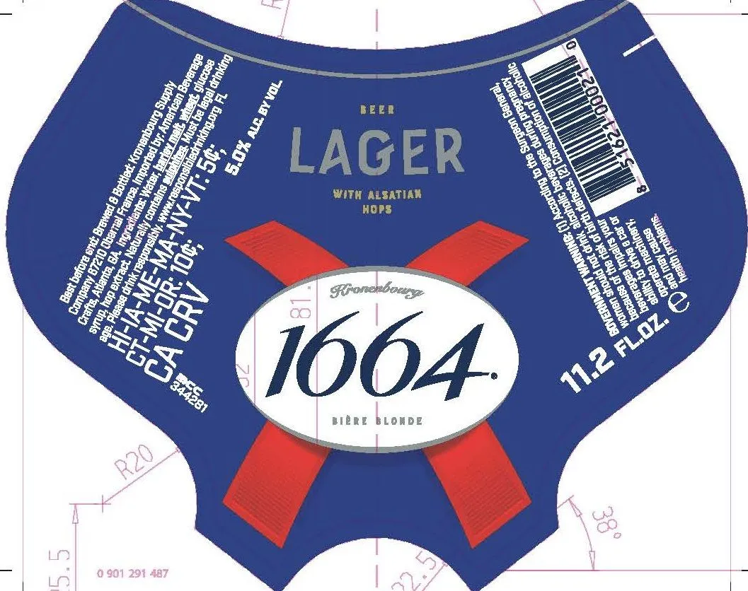 Kronenbourg 1664 — full label as filed with TTB