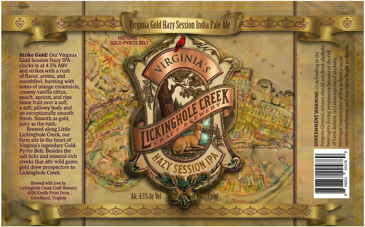 Virginia Gold Hazy Session India Pale Ale — full label as filed with TTB