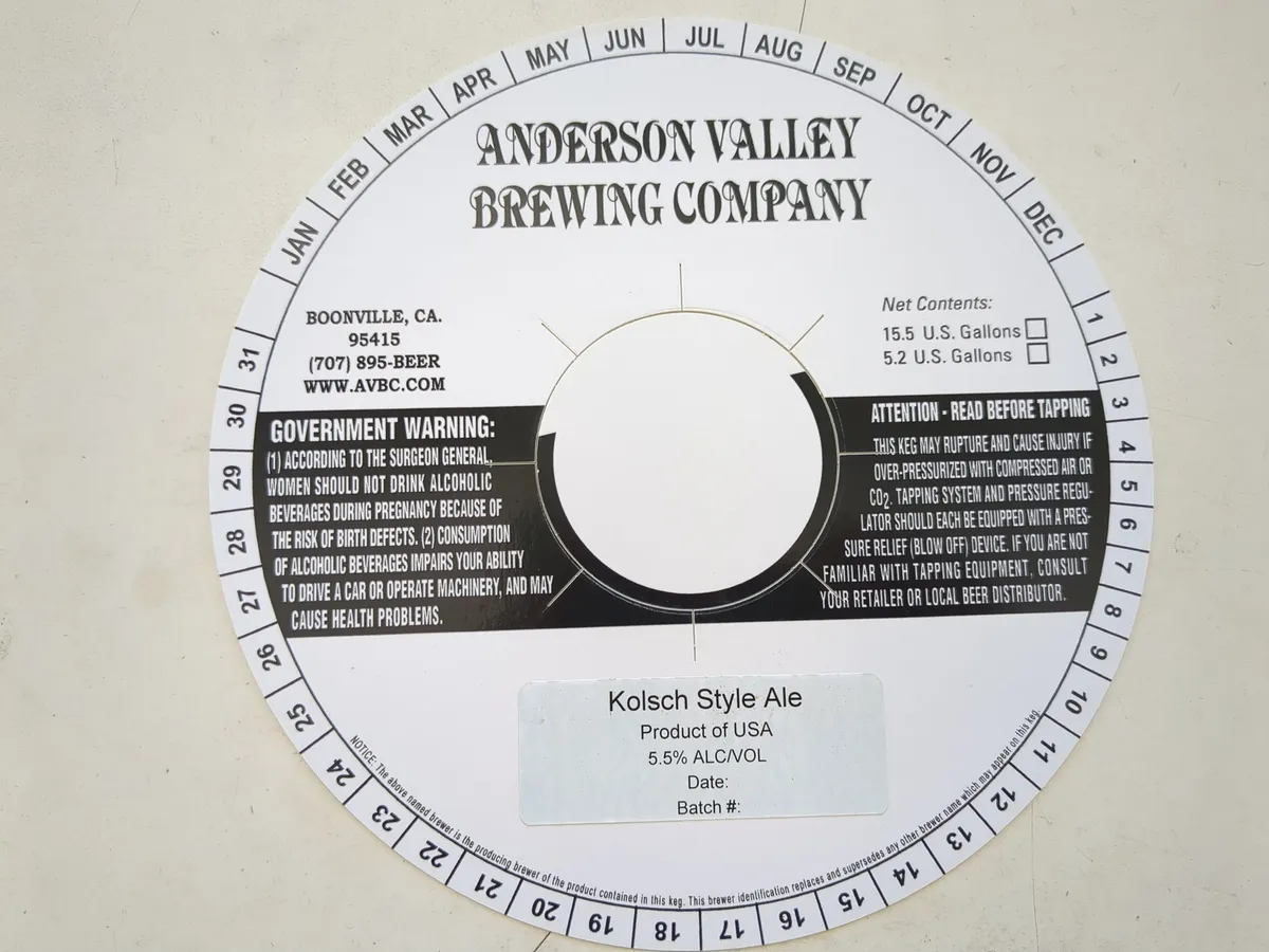 Kolsch Style Ale label art — ANDERSON VALLEY BREWING COMPANY