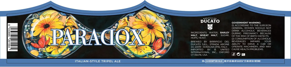Paradox — full label as filed with TTB