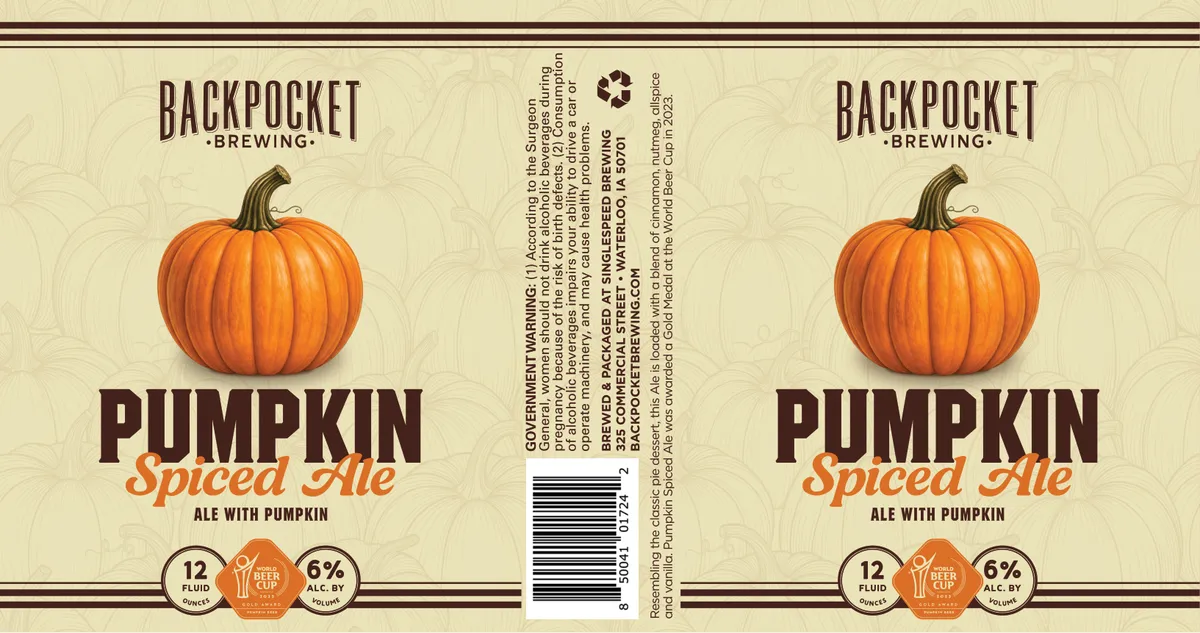Pumpkin Spiced Ale label art — BACKPOCKET BREWING