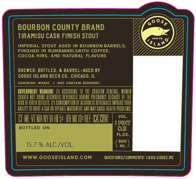 Bourbon County Brand Tiramisu Cask Finish Stout label art — GOOSE ISLAND BEER CO.