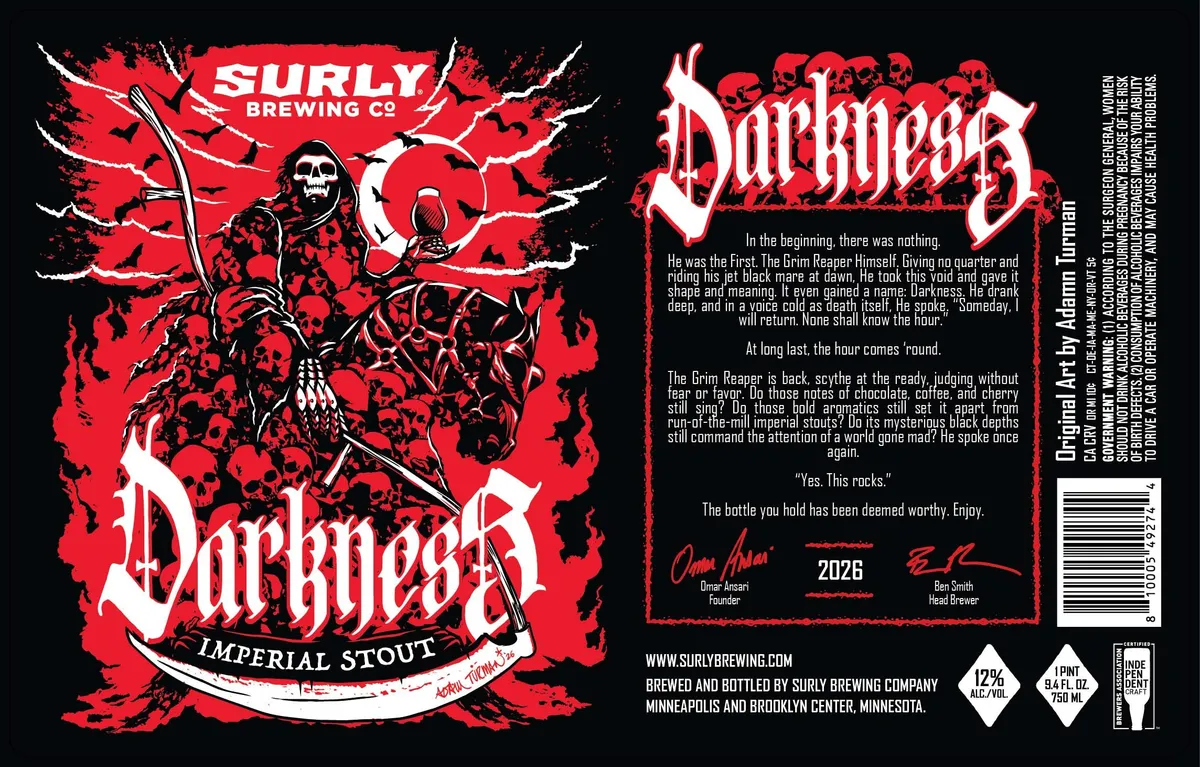 Darkness Imperial Stout label art — SURLY BREWING CO.