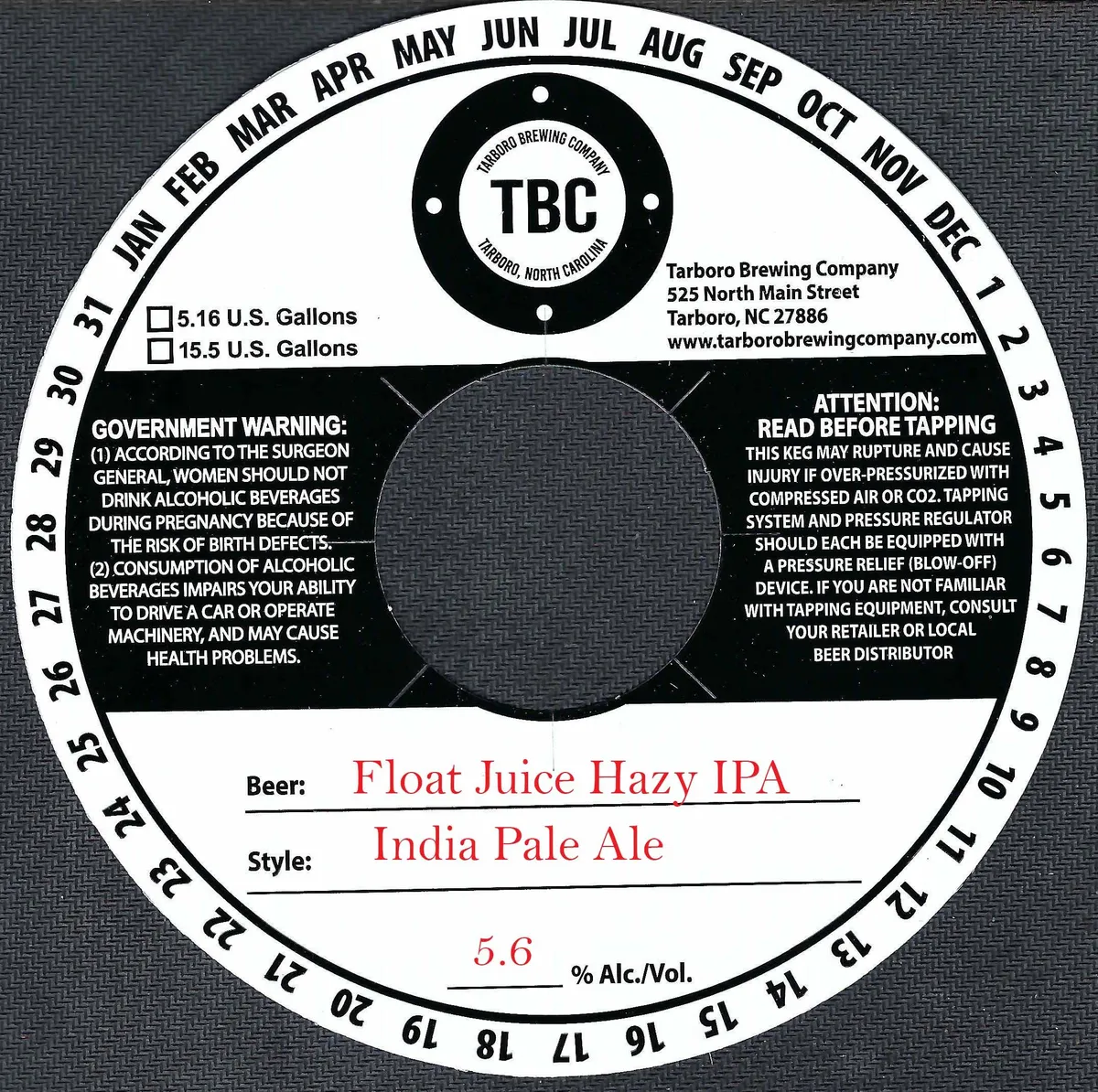 Float Juice Hazy IPA label art — TARBORO BREWING COMPANY