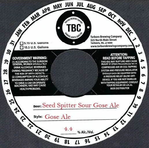 Seed Spitter Sour Gose Ale — full label as filed with TTB