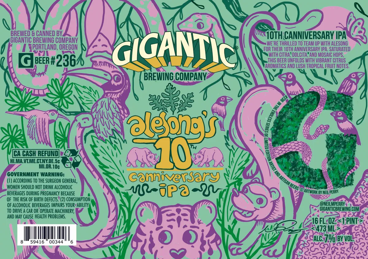Alesong's 10th Canniversary IPA — full label as filed with TTB