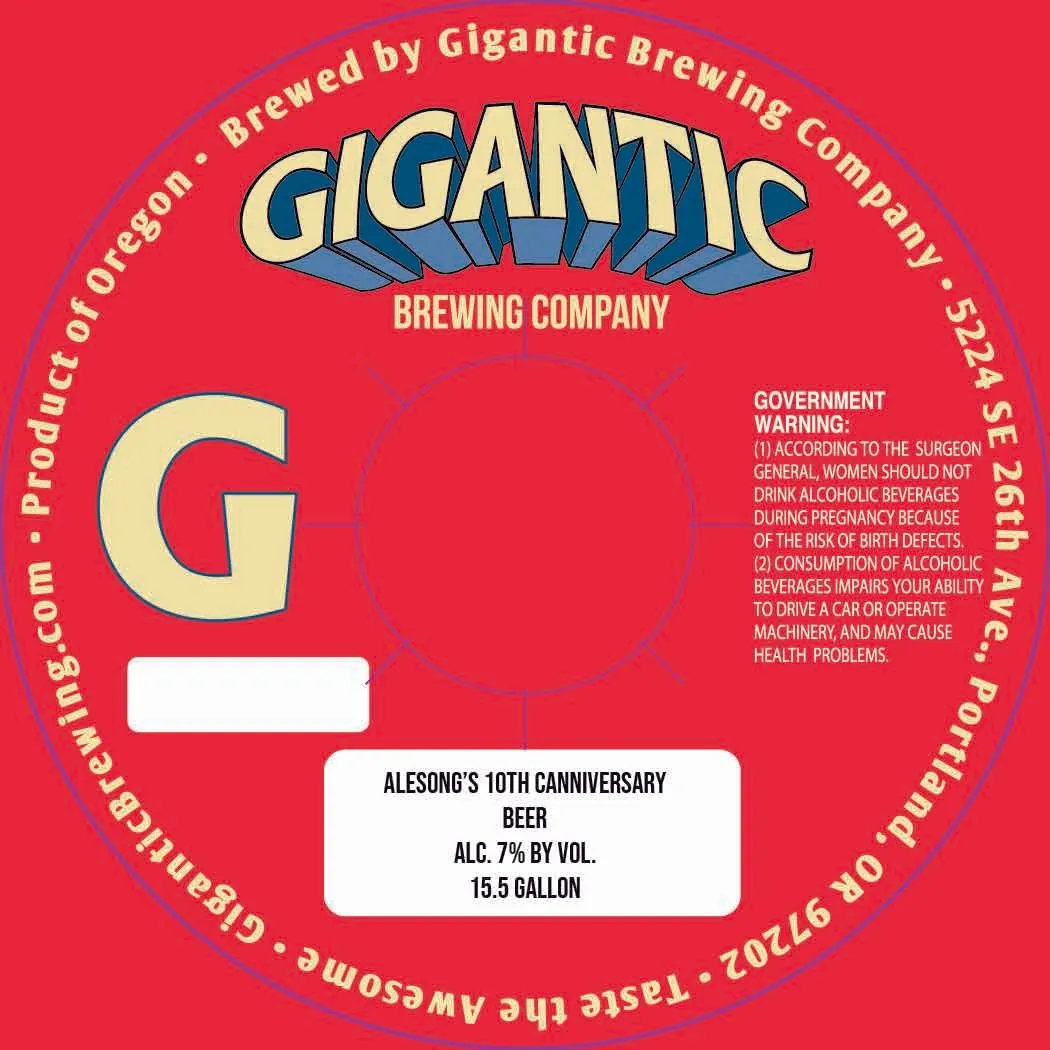 Alesong's 10th Canniversary — full label as filed with TTB