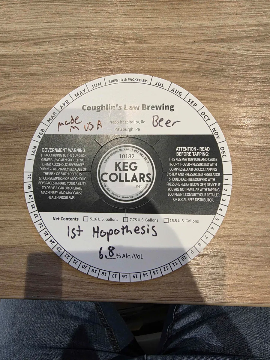 1st Hopothesis — full label as filed with TTB