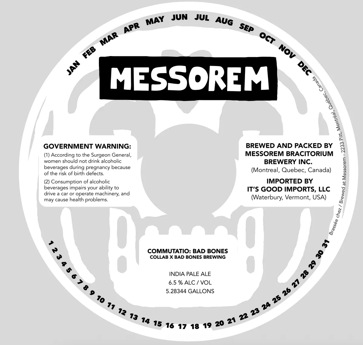 Commutatio: Bad Bones Collab x Bad Bones Brewing — full label as filed with TTB