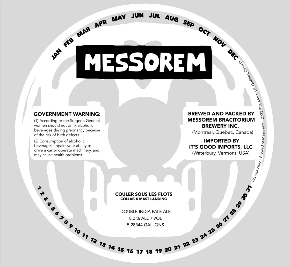 Couler Sous Les Flots Collab X Mast Landing — full label as filed with TTB