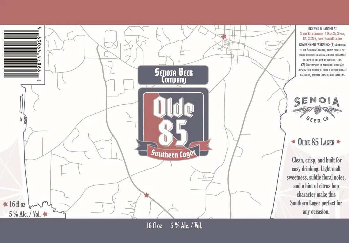 Olde 85 Southern Lager label art — OLDE 85 SOUTHERN LAGER