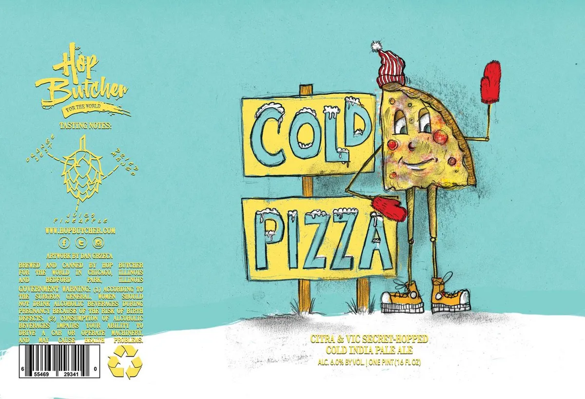 Cold Pizza label art — HOP BUTCHER FOR THE WORLD