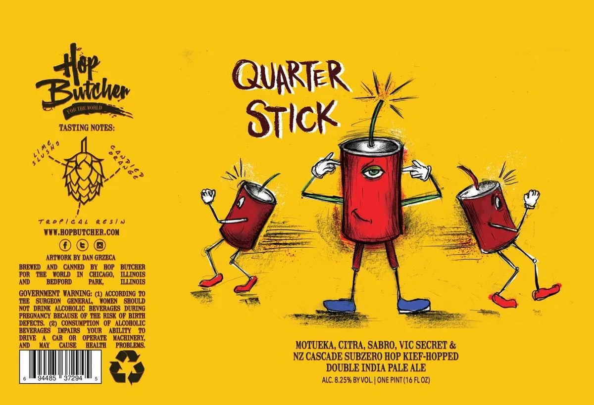 Quarter Stick label art — HOP BUTCHER FOR THE WORLD