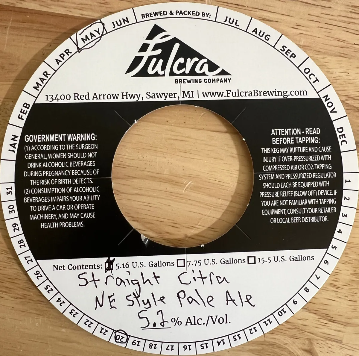 Straight Citra NE Style Pale Ale label art — FULCRA BREWING COMPANY