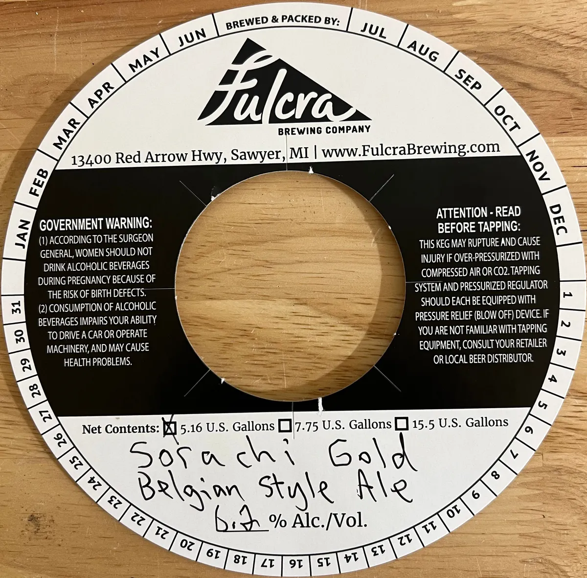 Sorachi Gold Belgian Style Ale label art — FULCRA BREWING COMPANY