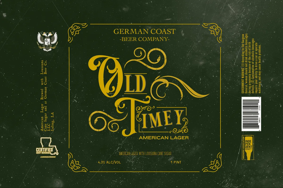 Old Timey American Lager label art — GERMAN COAST BEER CO. LLC