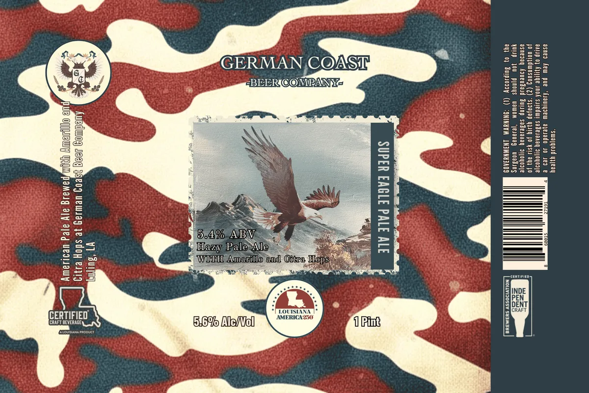 Super Eagle Pale Ale label art — GERMAN COAST BEER CO. LLC