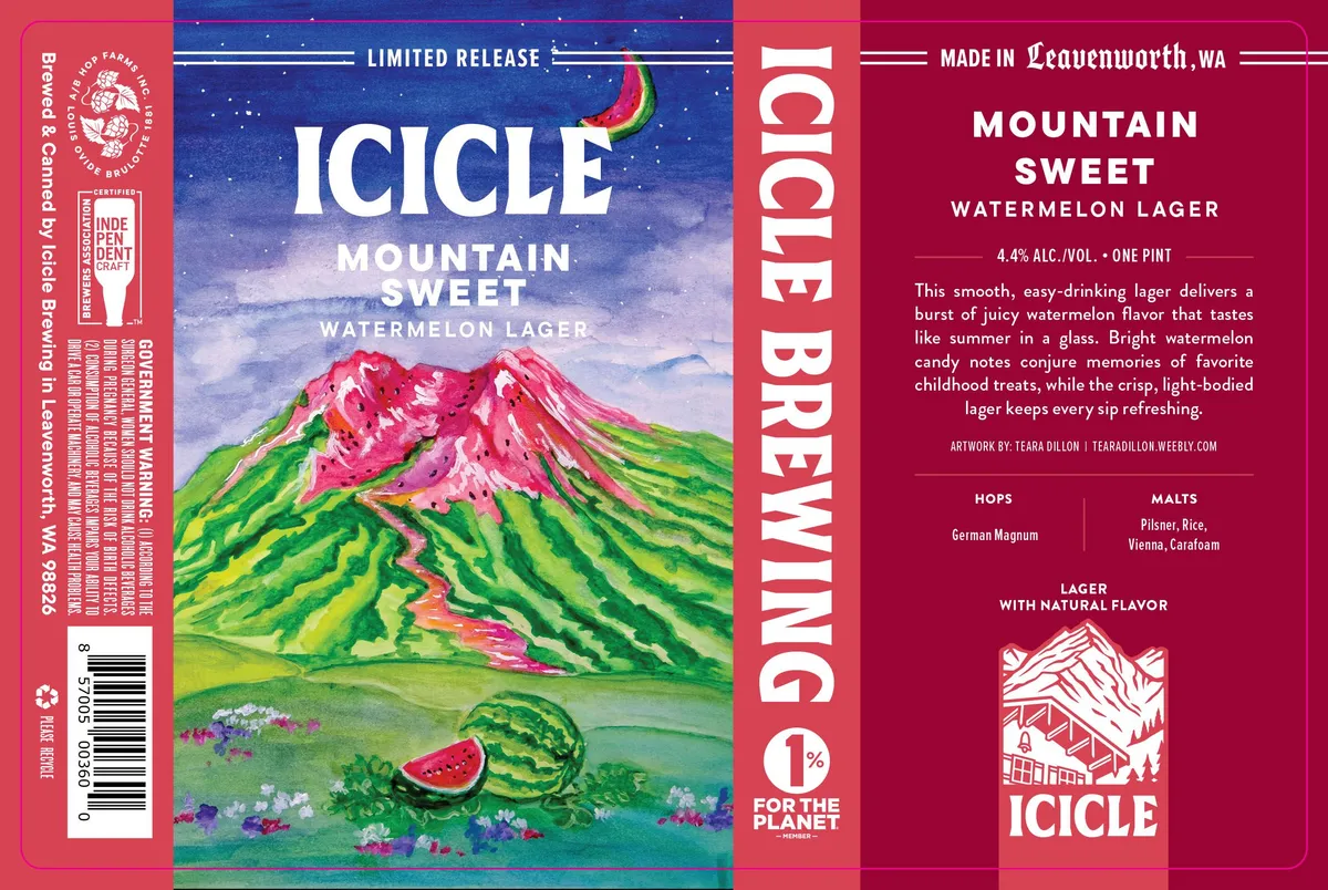 Mountain Sweet Watermelon Lager label art — MOUNTAIN SWEET