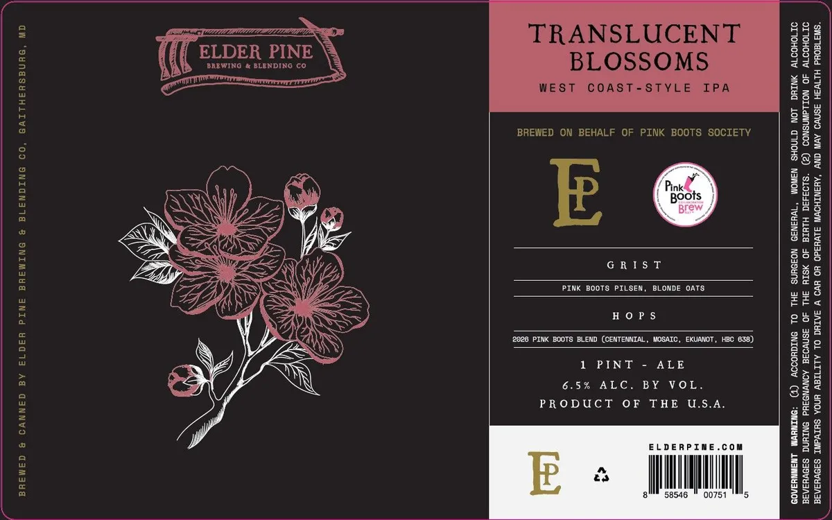Translucent Blossoms label art — ELDER PINE BREWING & BLENDING CO