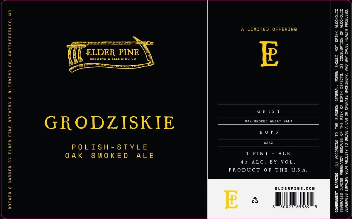Grodziskie label art — ELDER PINE BREWING & BLENDING CO