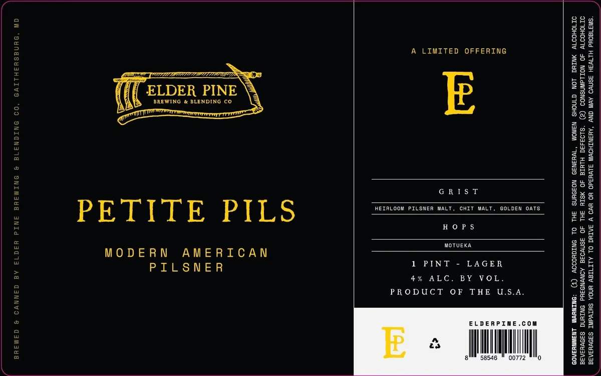 Petite Pils label art — ELDER PINE BREWING & BLENDING CO