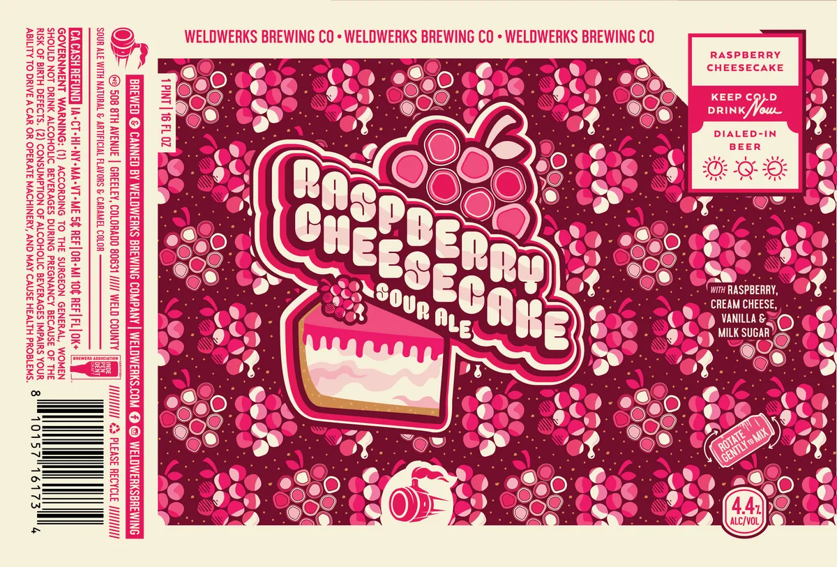 Raspberry Cheesecake label art — WELDWERKS