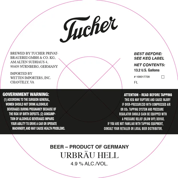 Urbräu Hell — full label as filed with TTB