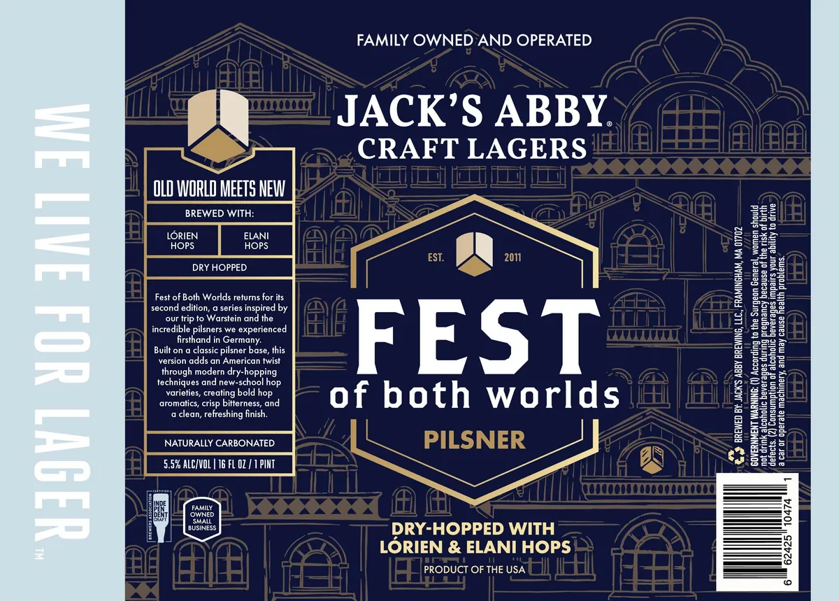 Fest of Both Worlds Pilsner label art — FEST OF BOTH WORLDS PILSNER