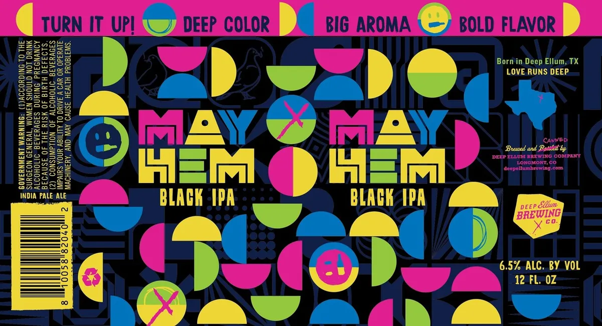 Mayhem label art — DEEP ELLUM BREWING COMPANY
