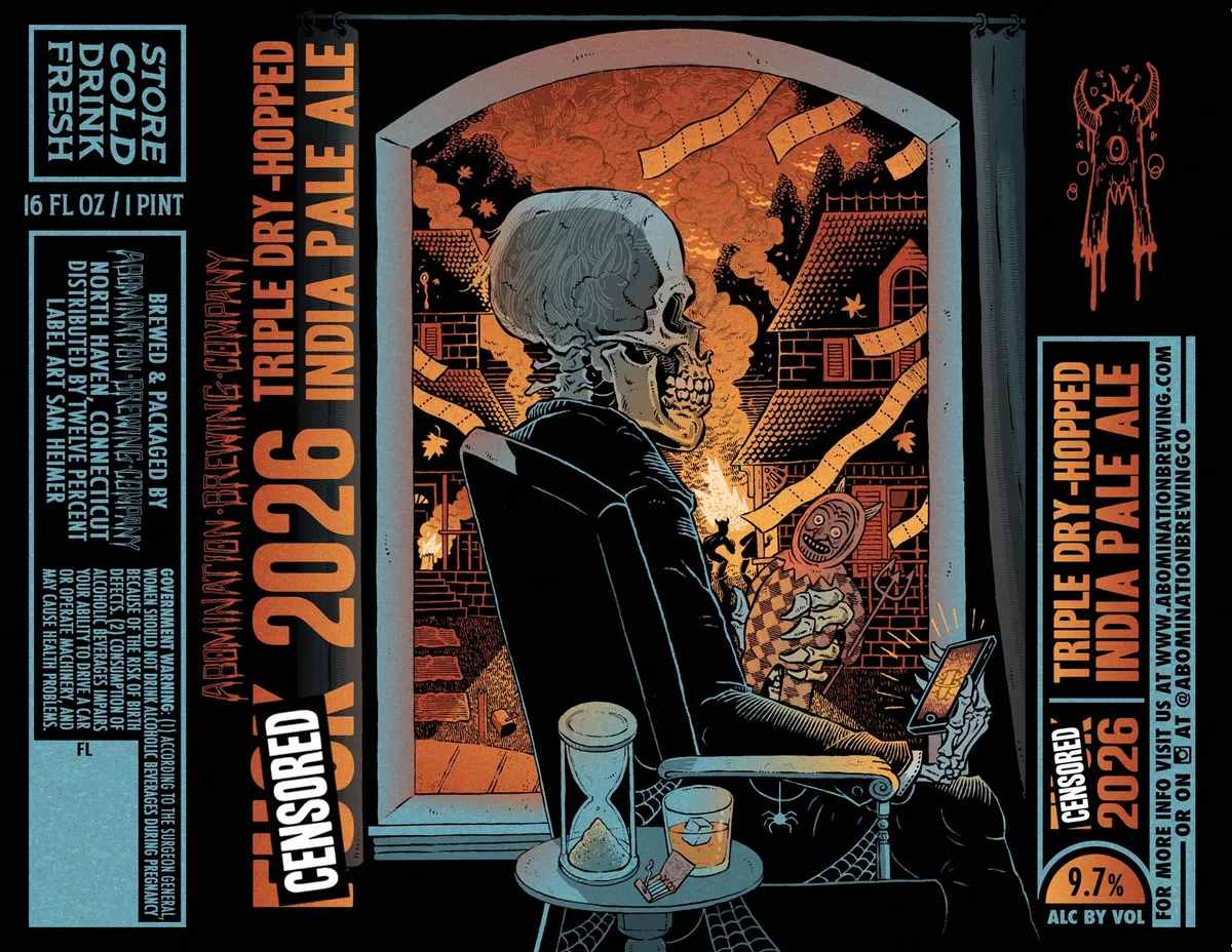 Censored 2026 label art — ABOMINATION BREWING COMPANY
