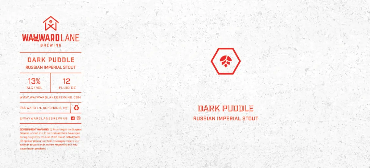 Dark Puddle label art — WAYWARD LANE BREWING