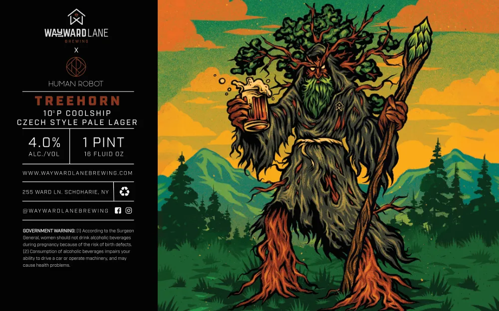Treehorn label art — WAYWARD LANE BREWING