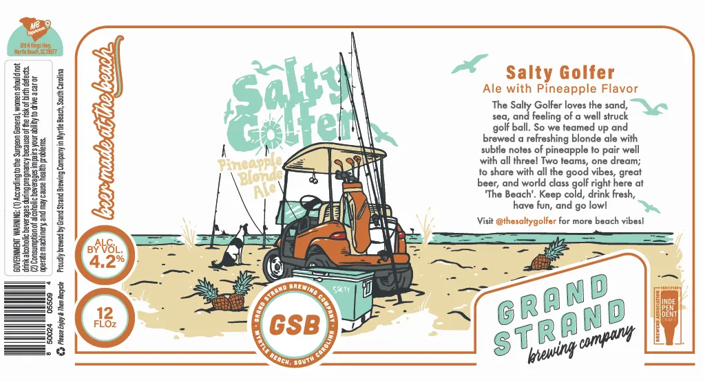 Salty Golfer label art — GRAND STRAND BREWING