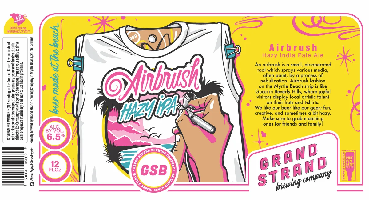 Airbrush Hazy IPA label art — GRAND STRAND BREWING