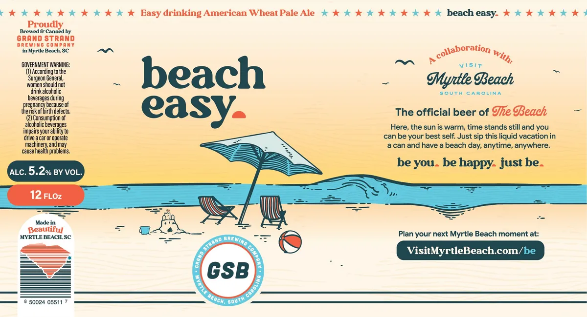 Beach Easy label art — GRAND STRAND BREWING