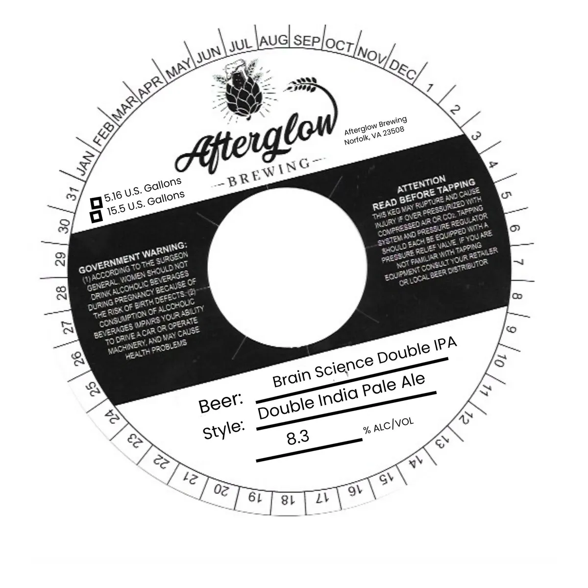 Brain Science Double IPA — full label as filed with TTB