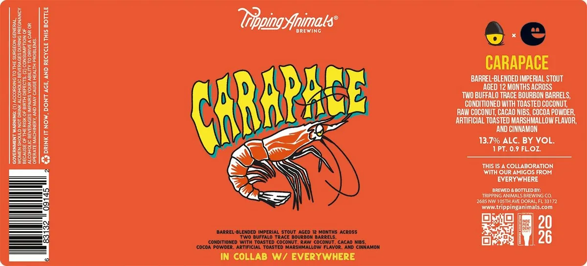 Carapace label art — TRIPPING ANIMALS BREWING