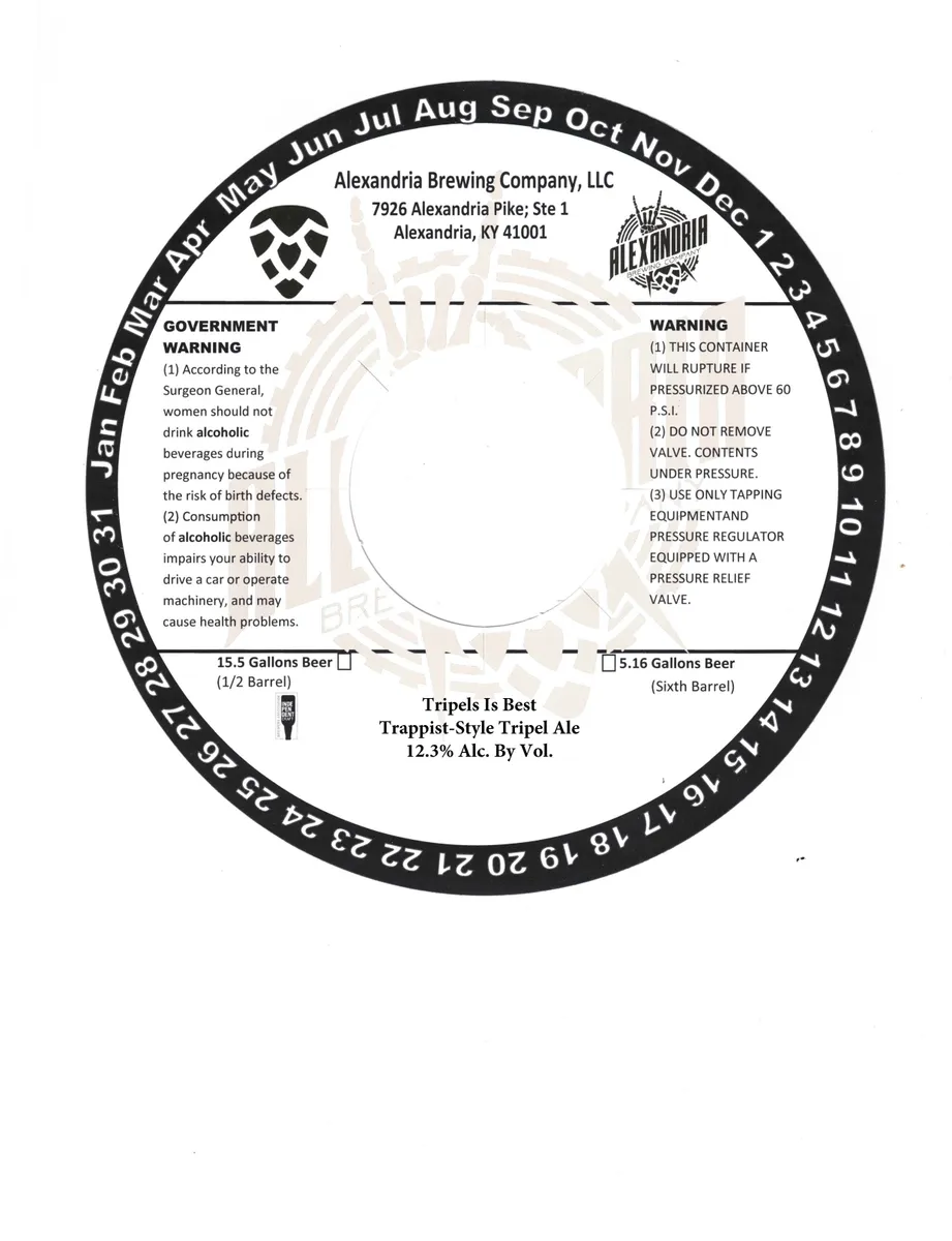 Tripels Is Best label art — ALEXANDRIA BREWING COMPANY