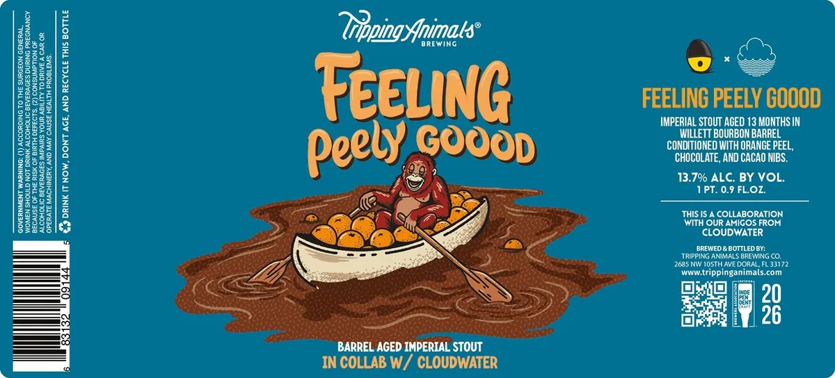 Feeling Peely Goood label art — TRIPPING ANIMALS BREWING