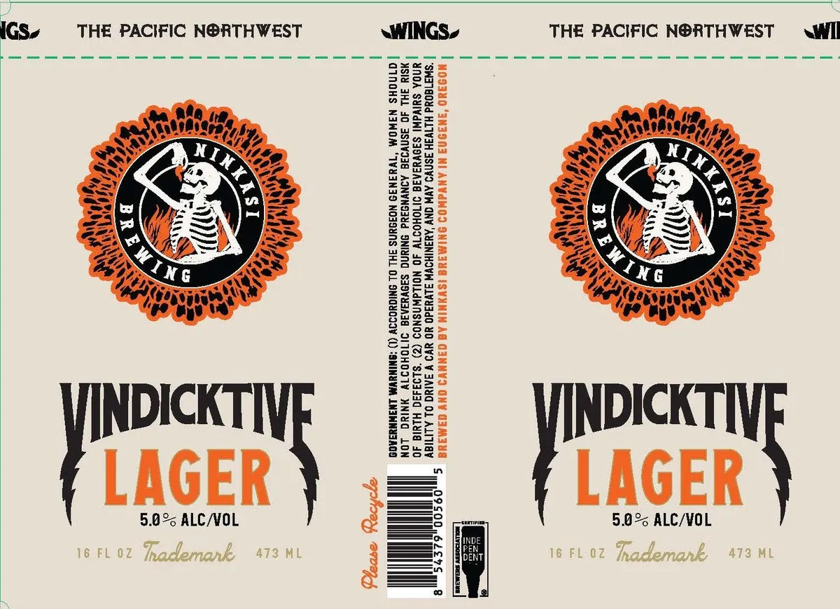 Vindicktive Lager label art — NINKASI BREWING